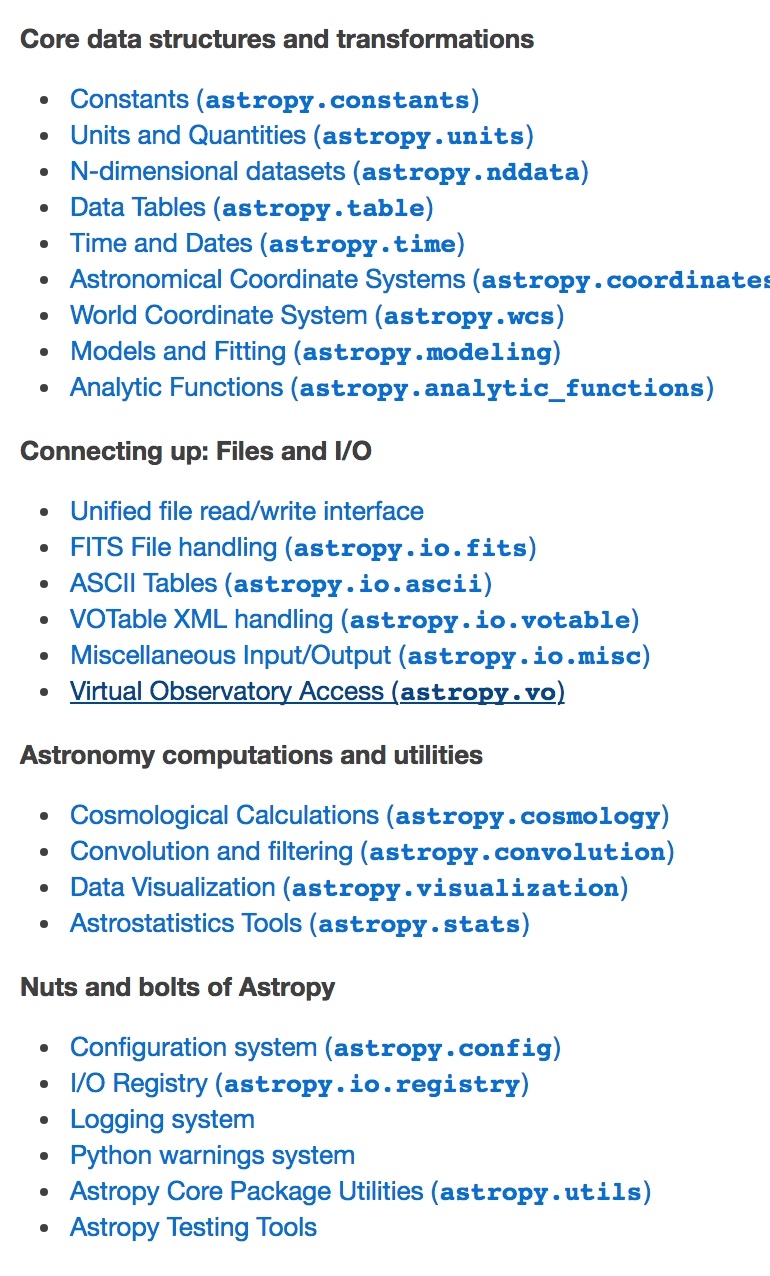 Astropy Features