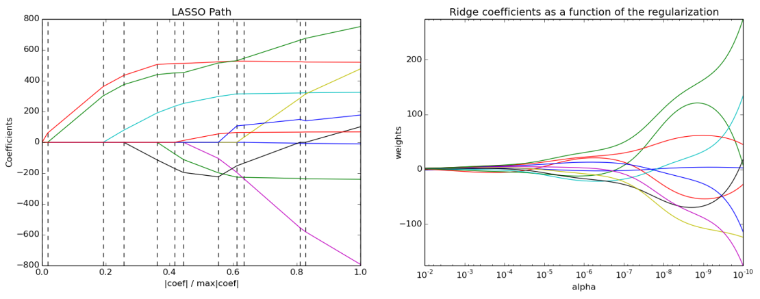 Lasso and Ridge Path Diagrams