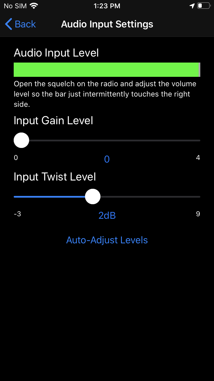 Adjust audio input levels